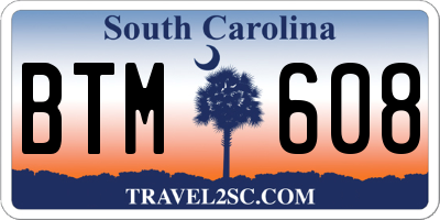 SC license plate BTM608