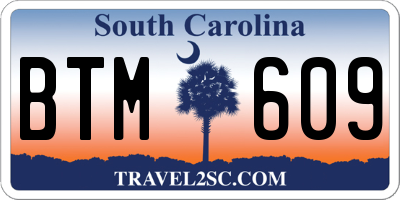 SC license plate BTM609