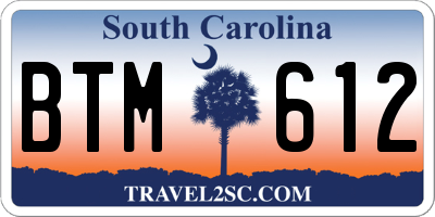 SC license plate BTM612