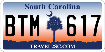 SC license plate BTM617