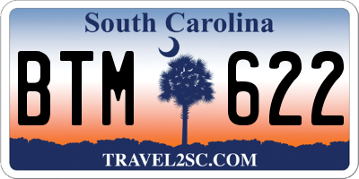 SC license plate BTM622