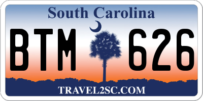 SC license plate BTM626