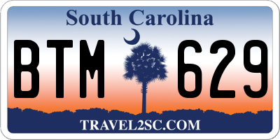 SC license plate BTM629