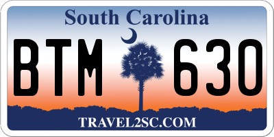 SC license plate BTM630