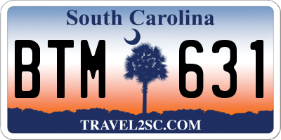 SC license plate BTM631