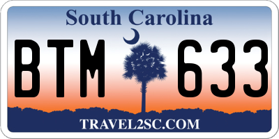SC license plate BTM633
