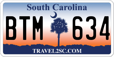 SC license plate BTM634