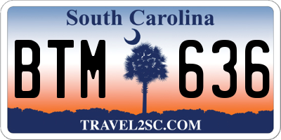SC license plate BTM636