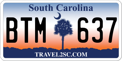 SC license plate BTM637