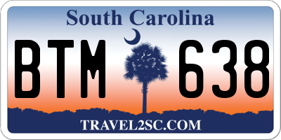 SC license plate BTM638
