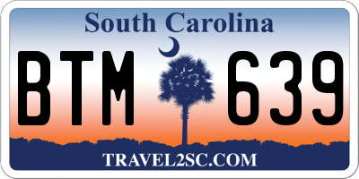SC license plate BTM639