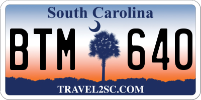 SC license plate BTM640
