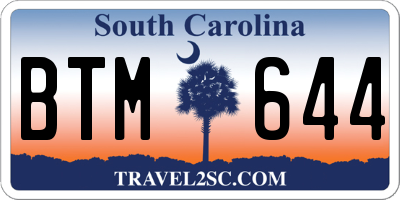 SC license plate BTM644