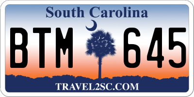 SC license plate BTM645