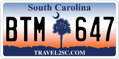 SC license plate BTM647