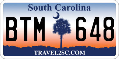 SC license plate BTM648