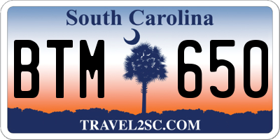 SC license plate BTM650