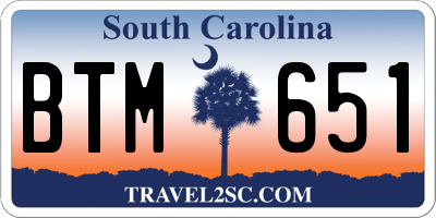 SC license plate BTM651