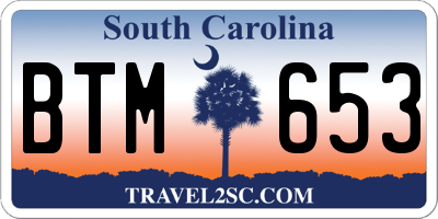 SC license plate BTM653