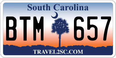 SC license plate BTM657