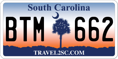 SC license plate BTM662