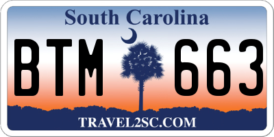 SC license plate BTM663