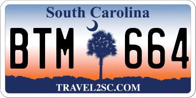 SC license plate BTM664