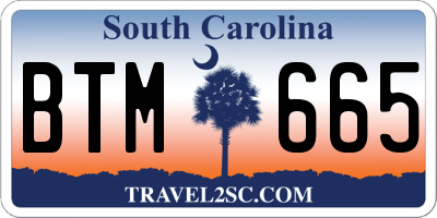 SC license plate BTM665