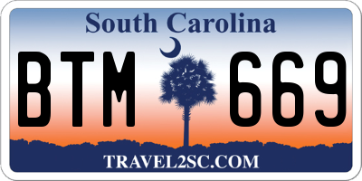 SC license plate BTM669