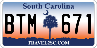 SC license plate BTM671