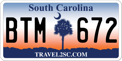 SC license plate BTM672