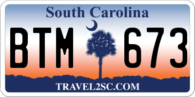 SC license plate BTM673