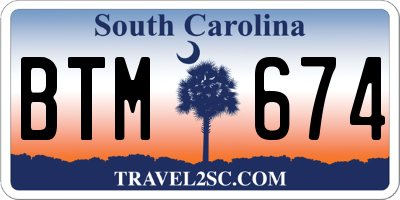 SC license plate BTM674
