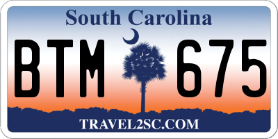 SC license plate BTM675