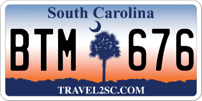 SC license plate BTM676