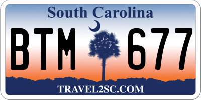 SC license plate BTM677