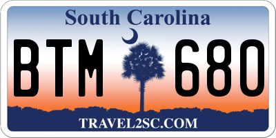 SC license plate BTM680