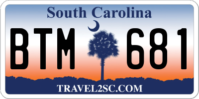 SC license plate BTM681
