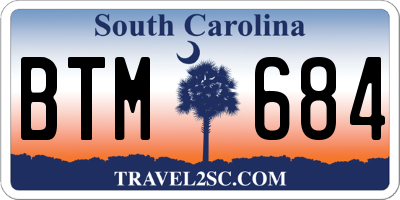 SC license plate BTM684
