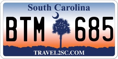 SC license plate BTM685