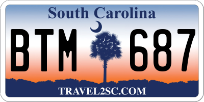 SC license plate BTM687