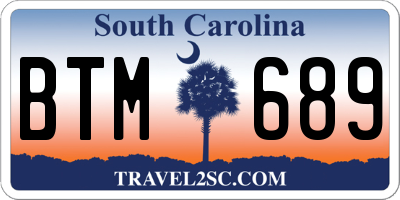 SC license plate BTM689