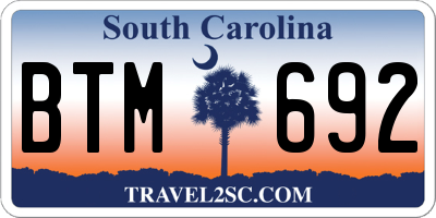 SC license plate BTM692