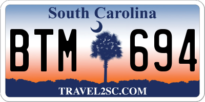 SC license plate BTM694