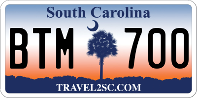 SC license plate BTM700