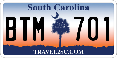 SC license plate BTM701