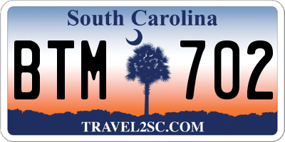 SC license plate BTM702