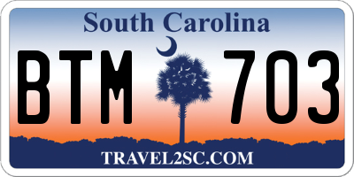 SC license plate BTM703
