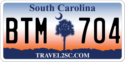 SC license plate BTM704