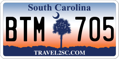 SC license plate BTM705